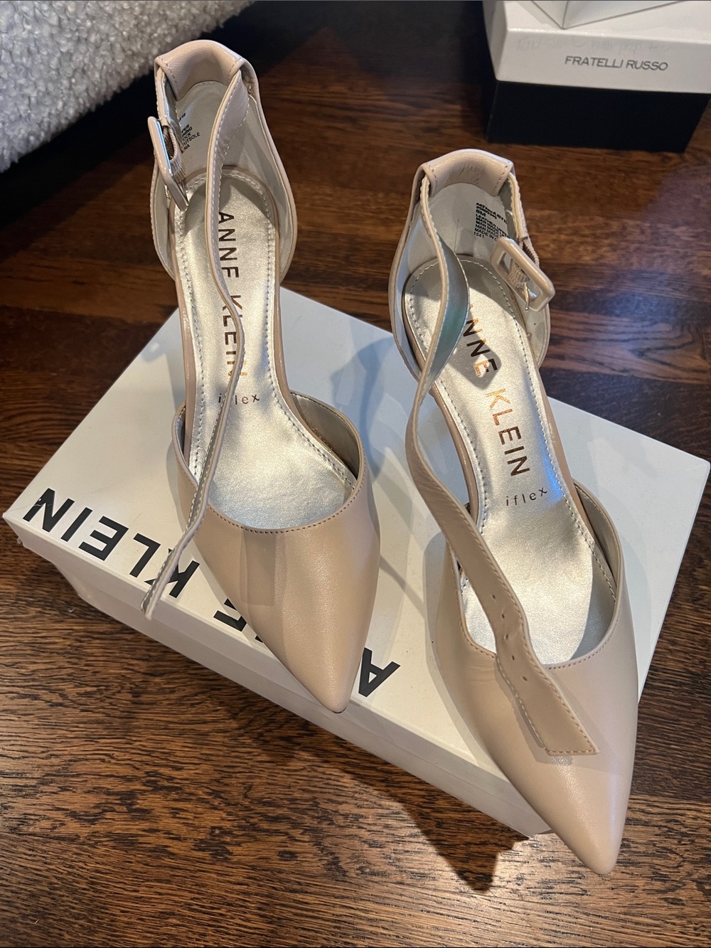 Anne Klein Blush Pointed-Toe Slingback Heels